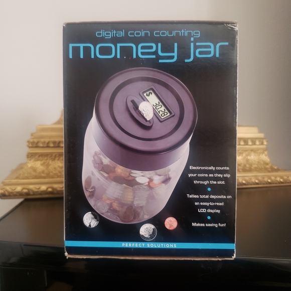NEW-Perfect Solutions-Digital Coin Counting Money Jar-Black - Picture 3 of 4